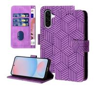 Auslbin Funda con Tapa para Samsung Galaxy A56 5G 6.64, Funda Samsung A56 Protectora Estilo Geométrico con Hebilla Magnética Móvil de Cuero PU, Púrpura