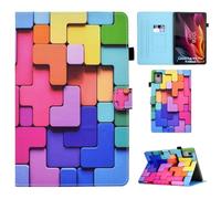 Auslbin Funda de Cuero PU para Lenovo Tab K11 Plus/M11 Plus 11.45 Slim, Lightweight Stand with Auto Sleep/Wake Function, Featuring Feline Designs, Bloques