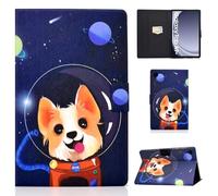 Auslbin Funda de Cuero PU para Samsung Galaxy Tab A9+ A9 Plus 11" SM-X210/SM-X215 - Slim, Lightweight Stand with Auto Sleep/Wake Function, Featuring Feline Designs, Perro Espacial