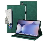 Auslbin Funda de Cuero PU para Samsung Galaxy Tab S10 Plus 12.4, Tableta de Poléter Adecuada para S10/S9/S8 Plus/SM-X820, Estilo de Cuero Clásico, Verde