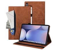 Auslbin Funda de Cuero PU para Samsung Galaxy Tab S10 Plus 12.4, Tableta de Poléter Adecuada para S10/S9/S8 Plus/SM-X820, Estilo de Cuero Clásico, Marrón