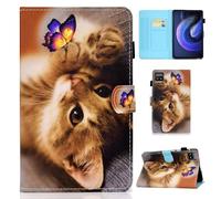 Auslbin Funda de Cuero PU para Xiaomi Pad 6 11" 2023 - Slim, Lightweight Stand with Auto Sleep/Wake Function, Featuring Feline Designs, Mariposa y Gato