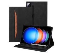 Auslbin Funda de Cuero PU para Xiaomi Pad 6S Pro 12.4" 2024, Tableta de Poléter Adecuada para Xiaomi Pad 6S Pro, Estilo de Cuero Clásico, Negro