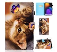 Auslbin Funda de Cuero PU para Xiaomi Pad 7/7 Pro - Slim, Lightweight Stand with Auto Sleep/Wake Function, Featuring Feline Designs, Mariposa y Gato