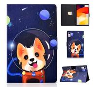Auslbin Funda de Cuero PU para Xiaomi Redmi Pad SE 11" 2023 - Slim, Lightweight Stand with Auto Sleep/Wake Function, Featuring Feline Designs, Perro Espacial