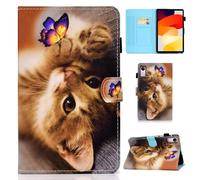 Auslbin Funda de Cuero PU para Xiaomi Redmi Pad SE 11" 2023 - Slim, Lightweight Stand with Auto Sleep/Wake Function, Featuring Feline Designs, Mariposa y Gato