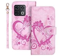 Auslbin Funda OnePlus 10 Pro 6.7 Pulgadas Soporte Plegable Flip Case de Ranuras Tarjetas Magnético Protector PU Cuero con Tapa Carcasa para OnePlus 10 Pro (Rosado)