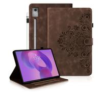 Auslbin Funda para Lenovo Idea Tab Pro 12.7" 2025 Protectoras Retro Carasa en Estilo de Flor de Alivio Diseño de Hebilla Magnética Fundas con Función de Soporte Marrón