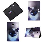 Auslbin Funda para Samsung Galaxy Tab A 10.1" T580/T585 Tablet,Ultra Slim PU Cuero Funda Flip Casos con Función de Soporte,con Auto Estela/Sueño y Ranuras de Tarjetas,Gato de Ojos Azules