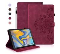 Auslbin Funda para Samsung Galaxy Tab A 10.5 2018, Fundas Protectoras Retro Tab SM-T590/T595 en Color Liso, Estilo en Relieve, Diseño de Hebilla Magnética, Función Atril, Rojo