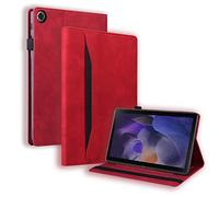 Auslbin Funda para Samsung Galaxy Tab A8 10.5 Pulgadas SM-X205/X200 2021 Protección de Esquina Carcasa de Cuero Sintético con Bolsillo Función de Soporte(Rojo)
