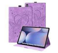Auslbin Funda para Samsung Galaxy Tab S10 Plus 12.4 2024, Tab Fundas Cuero PU con Relieve de Mariposa con función de Soporte, para Tab S10 Plus/S9 Plus/SM-X820, Púrpura