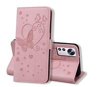 Auslbin Funda para Xiaomi 12 Pro 6.73 Pulgadas Piel PU Soporte Plegable Ranuras Cartera con Tapa Tarjetas Magnético Cuero Flip Case Carcasas para Xiaomi 12 Pro,Rosa