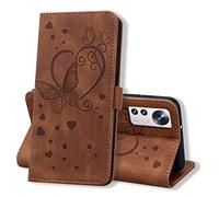 Auslbin Funda para Xiaomi 12 Pro 6.73 Pulgadas Piel PU Soporte Plegable Ranuras Cartera con Tapa Tarjetas Magnético Cuero Flip Case Carcasas para Xiaomi 12 Pro,Marrón