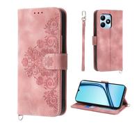 Auslbin Funda Realme Note 50 C53 C51 4G 6.74", Ranura de 5 Tarjetas para Realme Note 50 RMX3834 Movil Protectora de Cuero PU Estilo Vintage Flower Carcasa, Rosa