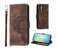 Auslbin Funda Samsung Galaxy A06 4G 6.7, Ranura de 5 Tarjetas para Samsung Galaxy A06 /SM-A065F/DS Movil Protectora de Cuero PU Estilo Vintage Flower Carcasa, Marrón