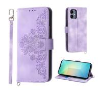 Auslbin Funda Samsung Galaxy A06 4G 6.7, Ranura de 5 Tarjetas para Samsung Galaxy A06 /SM-A065F/DS Movil Protectora de Cuero PU Estilo Vintage Flower Carcasa, Púrpura