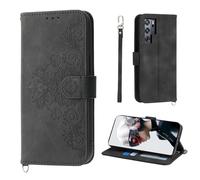 Auslbin Funda ZTE Nubia Red Magic 9 Pro 5G 6.8, Ranura de 5 Tarjetas para Red Magic 9 Pro 5G Movil Protectora de Cuero PU Estilo Vintage Flower Carcasa, Negro