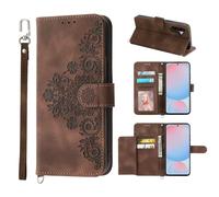 Auslbin Fundas Telefónico para Samsung Galaxy A56 5G 6.7 Movil Protectora con 5 Ranuras para Tarjetas Vintage Flower PU Leather Mobile Willet, Marrón