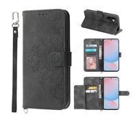 Auslbin Fundas Telefónico para Samsung Galaxy A56 5G 6.7 Movil Protectora con 5 Ranuras para Tarjetas Vintage Flower PU Leather Mobile Willet, Negro