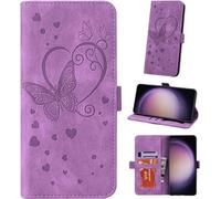 Auslbin Móvil Compatible con Samsung Galaxy S23 FE 5G 6.4", Funda con Tapa para móvil de Cuero PU con Mariposa y Pulsera para Galaxy S23 FE SM-S711B / S711B/DS, Morado