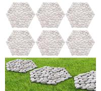 Ausluru Juego de 6 piedras de río de 10 pulgadas, guijarros pulidos, respaldo de malla de PVC de larga duración, perfecto para caminos de jardín y césped, decoración de paisajismo al aire libre, rombo