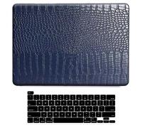 AUSMIX Funda compatible con MacBook Air de 13 pulgadas funda 2021 2020 2019 2018 Release M1 A2337 A2179 A1932, funda de piel premium funda rígida de plástico y cubierta para teclado, azul cocodrilo