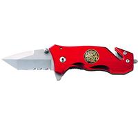 AUSONIA - 26531 Cuchillo de bolsillo de 15 cm navaja hoja inoxidable satinada, mango de aluminio con clip colgante y accesorio abrebotellas