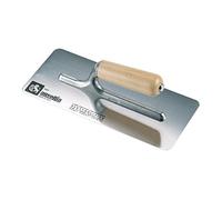 AUSONIA - 42124 LLANA CON HOJA DE ACERO INOXIDABLE DE 20X8 DE BORDES REDONDOS CON PALETA DE ALEACIÓN DE ALUMINIO Y MANGO DE MADERA. IDEAL PARA PULIR MARMORINO Y ESTUCADO VENECIANO
