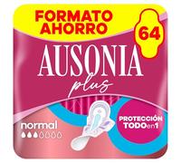 Ausonia Compresas Ultra Plus Normal Con Alas, 64 unidades, Protección Y Ligero Aroma Todo En Uno