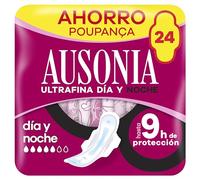 Ausonia Compresas Ultrafina Día & Noche Con Alas, 24 unidades, Para Un Flujo Muy Abundante, Hasta 9 Horas De Protección