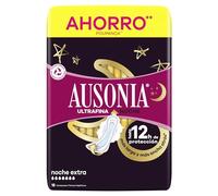 Ausonia Compresas Ultrafina Noche Extra Con Alas, 18 unidades, Doble Cobertura en la parte Delantera Y Trasera, Protección Durante La Noche