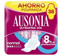 Ausonia Compresas Ultrafina Normal Con Alas, 38 unidades, Para Un Flujo Ligero y Normal Y Protección De La Regla Durante El Día, Hasta 8 Horas De Protección