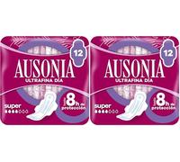 Ausonia Compresas Ultrafina Super Con Alas, 12 unidades, Para Protección Durante El Día, Hasta 8 Horas De Protección (Paquete de 2)