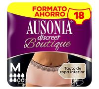 Ausonia Discreet Braguitas Boutique Beige Plus, Talla M, Pack de 18, Tacto Similar A La Ropa Interior, Superabsorbente, Diseño Curvo Para Un Ajuste Ceñido