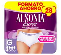 Ausonia Discreet Braguitas Para La Incontinencia Cintura Baja, Talla G, Pack de 28, Bloquea Pérdidas Y Olores, Cómodas Y Discretas