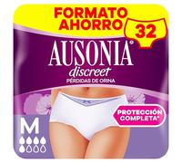 Ausonia Discreet Braguitas Para La Incontinencia Cintura Baja, Talla M, Pack de 32, Bloquea Pérdidas Y Olores, Cómodas Y Discretas