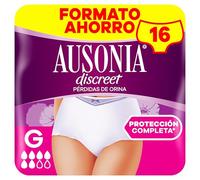 Ausonia Discreet Braguitas Para La Incontinencia Plus, Talla G, Pack de 16, Bloquea Pérdidas Y Olores, Cómodas Y Discretas