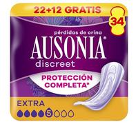 Ausonia Discreet Compresas, Extra, Pack de 34, Para Pérdidas De Orina Para Mujer, Protección Completa*, Discreción Increíble