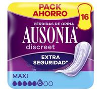 Ausonia Discreet Compresas Maxi, Pack de 16 ,Para Pérdidas De Orina Para Mujer, Protección Completa*, Discreción Increíble