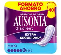 Ausonia Discreet Compresas Maxi, Pack de 40, Para Pérdidas De Orina Para Mujer, Extra Segura Y Discreta