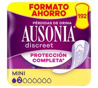 Ausonia Discreet Compresas Mini, Pack de 192, Para Pérdidas De Orina Para Mujer, Protección Completa*, Discreción Increíble