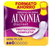 Ausonia Discreet Compresas Mini Plus, Pack de 160, Para Pérdidas De Orina Para Mujer, Protección Completa*, Discreción Increíble