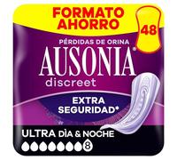 Ausonia Discreet Compresas Ultra Día Y Noche, Pack de 48, Para Pérdidas De Orina Para Mujer, Extra Segura Y Discreta