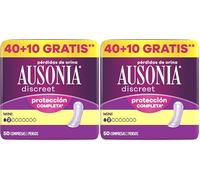 Ausonia Discreet Maxi, 50 Compresas Incontinencia Mujer para Pérdidas de Orina, Protección Completa, Discreción Increíble (Paquete de 2)