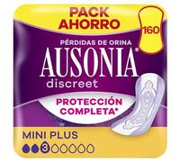 Ausonia Discreet Mini Plus 160 unidades | Protección completa contra pérdidas de orina, discreción increíble bajo la ropa, seguridad todo el día
