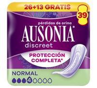 Ausonia Discreet Normal, 39 Compresas Incontinencia Mujer para Pérdidas de Orina, Protección Completa, Discreción Increíble