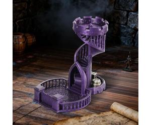 AUSPDICE Torre de dados de castillo y bandeja, rodillo de dados retro DND | Decoración de mesa de fantasía y accesorio de juego de rol para mazmorras y dragones, noches de juegos de mesa y campañas
