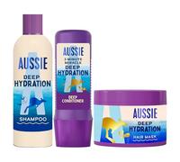 Aussie Hidratación Profunda Champú 300ml + Mascarilla 500ml + 3 Minute Miracle 250ml para Hidratar el Pelo Muy Seco y Grueso
