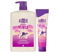 Aussie Pack Bouncy Curls Champú 1000ml + Crema Definidora De Rizos Sin Aclarado Work That Curl Hidrata el Pelo Ondulado y Rizado. Con Aceites de Jojoba, Coco y Macadamia